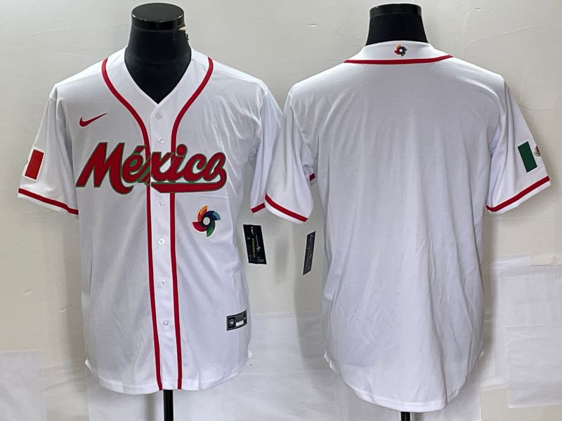 Men 2023 World Cub Mexico Blank White Nike MLB Jersey13